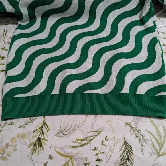 Green & White Anthropologie Knit Short Sleeve Top - Size Small - Picture 9 of 11